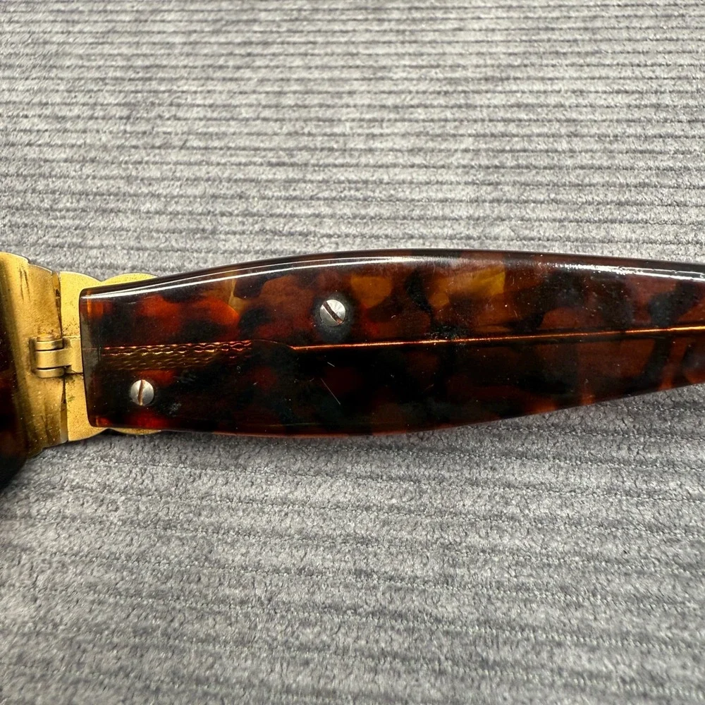 Vintage Tortoise Shell Snake Temple Y2K Eyeglasses Gold Serpent‎  Oval Frames